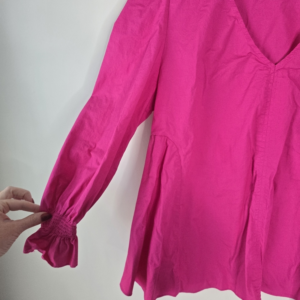 Pomander Place Easton Pink Long Sleeve V Neck Cotton Blouse XL - Picture 5 of 12